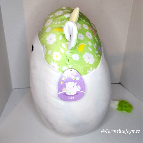 🐣 ADA 🐄 Green & White Cow w Flower & Butterfly Print Easter 2024 Squishmallow - Picture 7 of 9